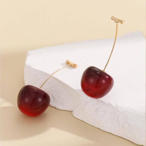 Cherry Earrings for Women Fun Fruit Drop Dangle Earrings Cute 3D Red Cherry Jewelry Unique Fruit Charm Jewelry for Women in Saudi Arabia