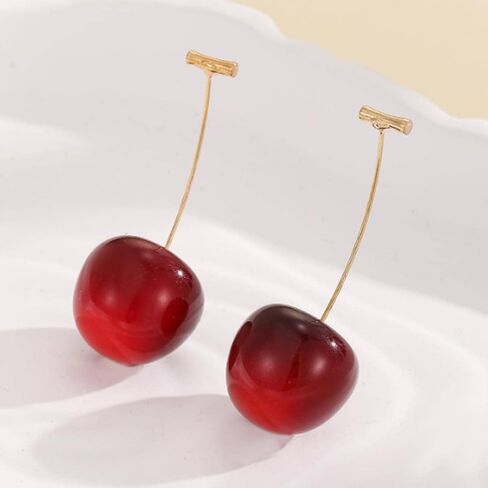 Cherry Earrings for Women Fun Fruit Drop Dangle Earrings Cute 3D Red Cherry Jewelry Unique Fruit Charm Jewelry for Women in Saudi Arabia