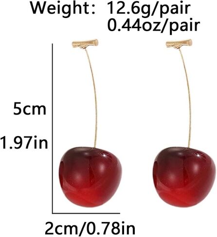 Cherry Earrings for Women Fun Fruit Drop Dangle Earrings Cute 3D Red Cherry Jewelry Unique Fruit Charm Jewelry for Women in Saudi Arabia