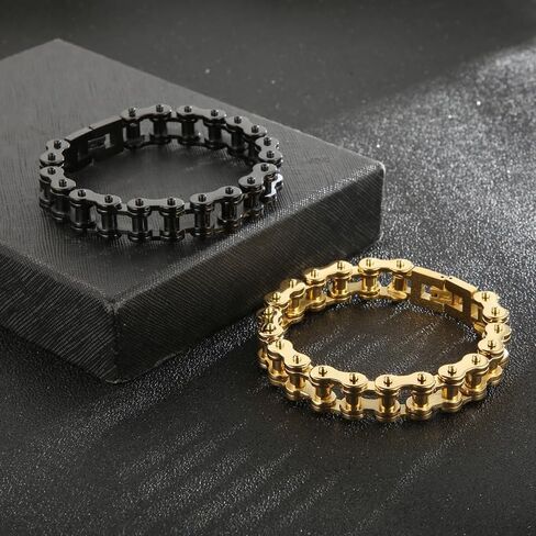13mm Heavy Punk Rock Men Women Rainbow Bike Biker Motorcycle Chain Bracelet Jewelry Gold Black Stainless Steel Bicycle Bangle Jewelry Silver Polished in Saudi Arabia