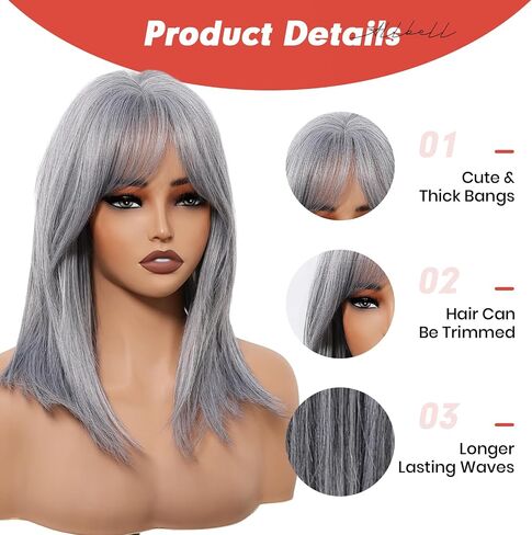 Allbell Short Brown Wig With Curtain Bangs Light Brown Bob Wigs 16 Inch Middle Length Wig Straight Bob Wig for Women Blonde Highlights Synthetic Wig Heat Resistant Fiber Hair in Saudi Arabia