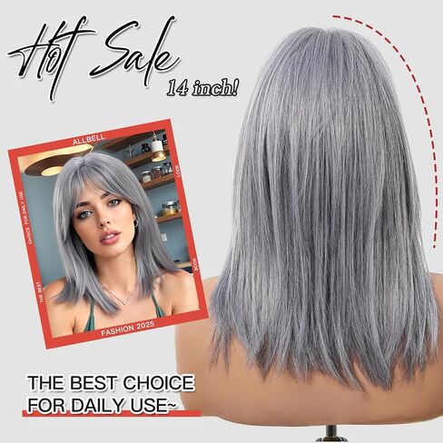 Allbell Short Brown Wig With Curtain Bangs Light Brown Bob Wigs 16 Inch Middle Length Wig Straight Bob Wig for Women Blonde Highlights Synthetic Wig Heat Resistant Fiber Hair in Saudi Arabia