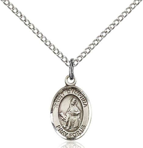 Sterling Silver St. Dymphna Pendant 1 x 3/4 inches with Heavy Curb Chain in Saudi Arabia