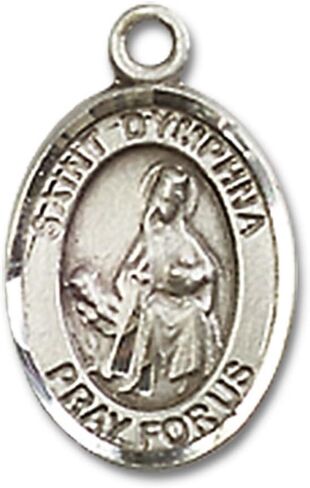 Sterling Silver St. Dymphna Pendant 1 x 3/4 inches with Heavy Curb Chain in Saudi Arabia