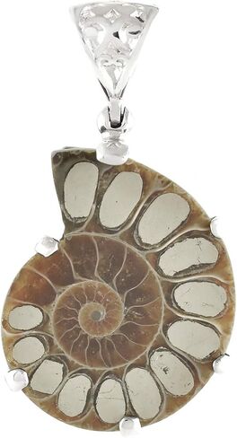 Starborn Sterling Silver Ammonite with Ammolite Inlay Pendant in Saudi Arabia