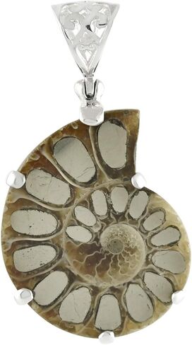 Starborn Sterling Silver Ammonite with Ammolite Inlay Pendant in Saudi Arabia