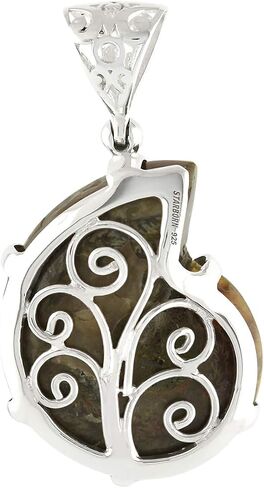 Starborn Sterling Silver Ammonite with Ammolite Inlay Pendant in Saudi Arabia