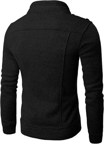 Ymosrh Mens Leather Jacket Men's Fashion Casual Loose Stand Collar Button Decorated Sweatshirt Jacket Winter Jackets in Saudi Arabia