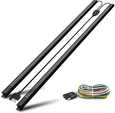 MICTUNING Triple Tailgate Light Bar Waterproof Plug-and-Play Aluminum Frame with 4-Way Flat Connector - Amber Sequential Turn Signal, Red Brake/Running, White Reverse Lights for Pickup Truck in Saudi Arabia