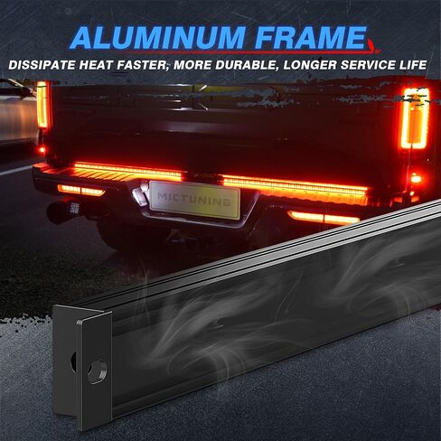 MICTUNING Triple Tailgate Light Bar Waterproof Plug-and-Play Aluminum Frame with 4-Way Flat Connector - Amber Sequential Turn Signal, Red Brake/Running, White Reverse Lights for Pickup Truck in Saudi Arabia