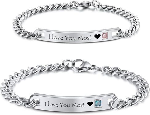 MeMeDIY Personalized Couple Bracelets Set Custom Engraving Name/Date for Men Women Boyfriend Girlfriend Stainless Steel Adjustable Ankle Curb Link Love Relationship Valentine's Gift in Saudi Arabia