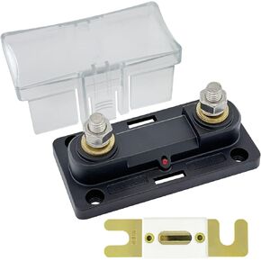 Ampper 35-500 AMP ANL FUSE حامل ، DC 12-32V في الخط الفضيلة ANL KIT W/ M10 (3/8 ")