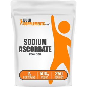 BulkSupplements.com Sodium Ascorbate Powder - for Immune Support, Sodium Ascorbate Vitamin C - Buffered Vitamin C, Gluten Free, 2000mg per Serving, 500g (1.1 lbs) (Pack of 1)
