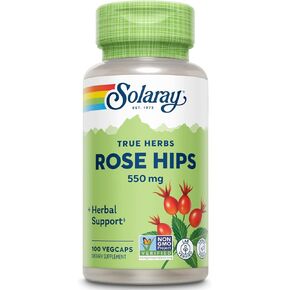 SOLARAY Rose HIPS Fruit 550mg | Healthy Skin, Joints & Immune Function Support | Source of Vitamin C & Bioflavonoids | Non-GMO & Vegan | 100 VegCaps