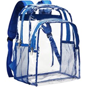 Vorspack Clear Backpack Heavy Duty - حقائب الظهر الواضحة لحقيبة الكتب الشفافة للمدرسة للفتيات الفتيان الكبير من خلال حقيبة للعمل ، والكلية ، والحفلات الموسيقية - الأسود