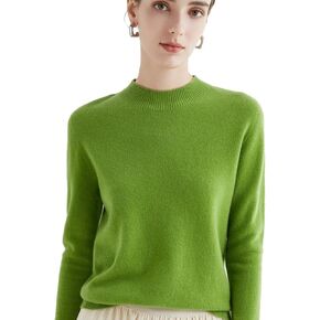 100% Merino Wool Sweaters Women's Fall Winter Warm Soft Knitted Loose Pullover Turtleneck Long Sleeves