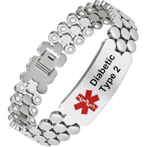 Medical Alert Bracelets For Men, 8.46'' Magnetic Titanium Bracelet With 42 Magnets, Suitable For Type 1 Diabetes, Type 2 Diabetes, Epilepsy in Kuwait