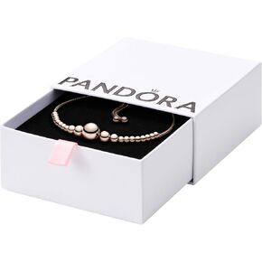 PANDORA String of Beads Slider Bracelet - 14k Rose Gold-Plated Bracelet for Women - Features Rose - Gift for Her, With Gift Box