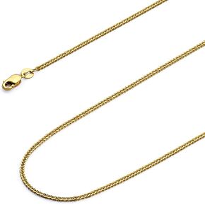 14k REAL Gold Solid 1mm, 0.8mm Braided Square Wheat Chain Necklace with Lobster Claw Clasp