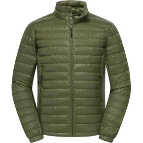 Men’s Lightweight Down Jacket Water Resistant Puffer Insulated Warm Winter Coat with Pockets