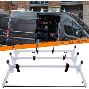 MELIPRON Cargo Van Roof Ladder Rack with Rear Cargo Roller Fit for 2013-2024 RAM ProMaster 3 Crossbars