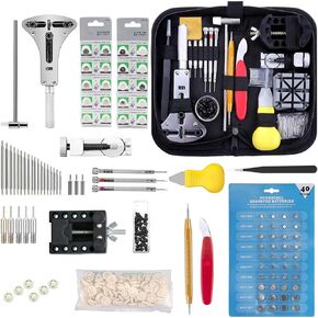 Watch Repair Kit 342pcs Professional Watch Battery Replacement Tool Watch Band Link Remover Spring Bar Tool Kit with Bag,Watch Batteries Kit,Finger Protectors and Manual