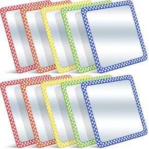Dandat 10 Pcs Small Mirrors 6 x 6 Inch Square Shatter Proof Mirrors for Kids Toddler Looking Glass Plastic Reflector for Classroom DIY Craft Preschool Facial Expression (Rainbow Colors)