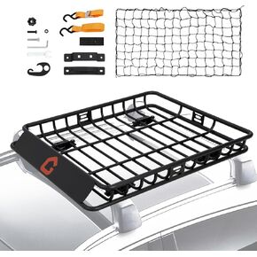 Roof Rack Cargo Basket,51"x36"x5" Heavy Duty Steel Carrier with Cargo Net and Bag, 200LB Capacity for Trucks & SUVs