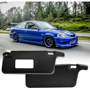 2Pcs Driver & Passenger Side Sun Visor Fit for Honda Civic 1996 1997 1998 1999 2000 2001 Interior Sun Shade Replace OE TYT307020005B Black Sunvisor