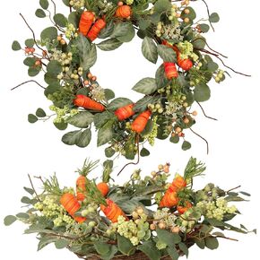 Patriotic Wreath for Front Door, 20-Inch 4th of July Wreath with Red Geraniums & American Flag, Memorial Day Independence Day USA Door Decoration, Outdoor Farmhouse Rustic Home Décor