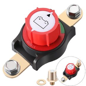 Side Post Battery Disconnect Switch, 12 and 24V Master Power Cut Off Switch for Car, RV, Boat and Vehicle (On/Off, 3/8"-16 UNC Thread)
