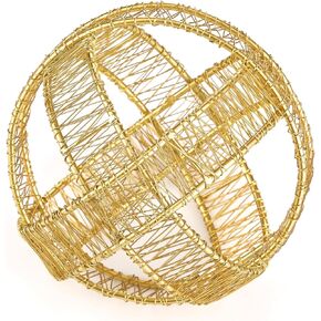 6-inch Metal Round Orbital Sphere with Golden Orbit Balls, Decorative Gold Sphere Sculpture for Home Table Shelf Decor