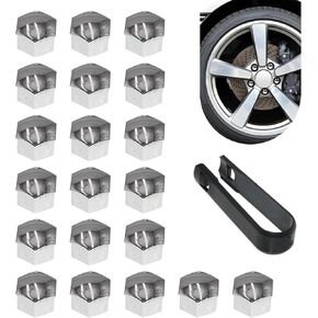 21 PCS CAR 0.66 "طقم غلاف الجوز Idtire ، غطاء صامد مقاوم للماء من البلاستيك مقاوم للماء غلاف مزخرف مع مقطع فصل ، أجزاء إصلاح محمولة ، مناسبة لمعظم السيارات (الفضة)
