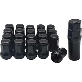 M12x1.5 Lug Nuts, 20 Pack Wheel Lug Nut Covers Caps with Removal Tool, Wheel Bolt Cap for Cars, SUVs, Van, Easy to Install (Black)