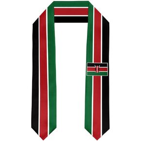 Kenya Flag Graduation Stole Satin Stole Scarf for Study Aboard International Students 72" Length