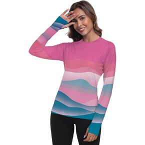 Womens Rash Guard Long Sleeve UPF 50+ UV Sun Protection Swim Shirts SPF Quick Dry Lightweight Hiking Workout Tops