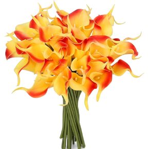 24 Pcs Purple Artificial Calla Lily Flowers Fake Purple Silk Flowers Real Touch for Wedding Bouquet Office Home Kitchen Decor