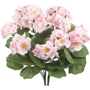 CISDUEO 2 Pcs Artificial Geranium Flowers for Outdoors Silk Geraniums Flowers Outdoor Red Geranium Bush Faux Flowers Geraniums for Outdoor Decor Indoor Garden Patio Grave Cemetary Table Centerpiece