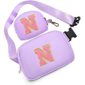 Fanny Pack for Girls Crossbody Bags with Initial Letter Patch Cute Stuff for Women Teens Birthday Gifts for 4 5 6 7 8 9 10 11 12 13 Year Old Girls (A, Cream)