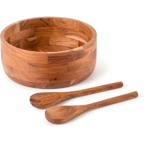 Luxe Designs 12" Wooden Salad Bowl Set with Serving Utensils Eco-Friendly, Multipurpose Mixing & Serving Bowl for Salads, Pasta, Fruits & More – Durable & Stylish Kitchen Essential