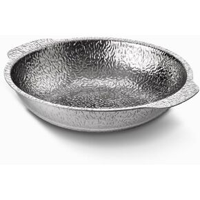 Stainless Steel Cooking & Serving Bowl, Buffet Party Pans, Fruit Bowl, Ramen Cooking Bowl, 3-Ply Pan with Aluminum Core, Multi-Functional Platter, Decorative Dishes (7.87" Diameter with Handles)
