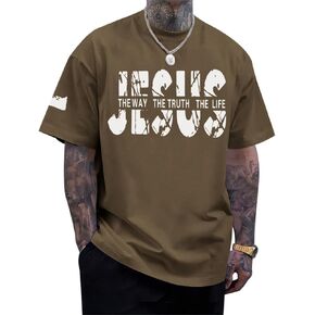 Christian Jesus Faith Shirts for Men God Religious Cross Bible Verse Inspirational Shirt Oversized Graphic Tees Tops