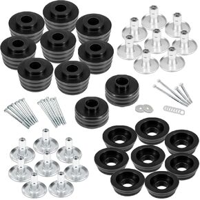 KF04060BK Body Mount Bushing Kit For Ford F250 F350 Super Duty 2008-2016 Polyurethane Body Cab Mounts & Hardware & Steel Sleeves (Black)