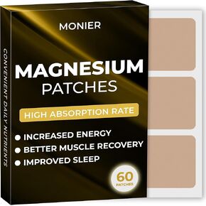 Magnesium Patches (Pack of 60) - 100% Natural Patch for Women and Men - with Calcium - Muscle and Bone Support, Calming - Enhanced Formula