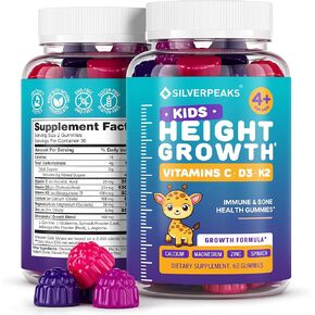 Height Growth Gummies for Kids - Growth Vitamins for Teens, Height Increase Multivitamin for Boys & Girls with Calcium Vitamin D C K2 Magnesium Zinc, Natural Height Growth Maximizer Supplement, 60 PCS
