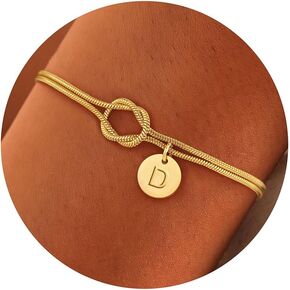 Turandoss Gold Initial Bracelets for Women Jewelry Gifts - 14K Gold Plated Love Knot Letter A-Z Initial Bracelet Dainty Forever Infinity Bracelet Jewelry Gifts for Women Lover Bridesmaids Friends