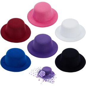 BENECREAT 6Pcs 6 Colors Fascinator Hat Base, Crafts Mini Hat, Eva Fabric Mini Hat Decoration Base for DIY Handmade Hair Decoration, Millinery Magic, Inner Diameter: 3.2inch Multicoloured