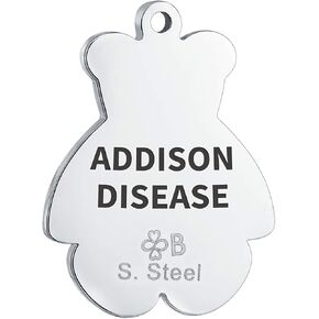 Personalize Customizable Medical ID Stretch Bead Bracelet Teddy Bear Charm Tag Engrave For Women Teen Silver Tone