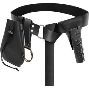 4PCS Medieval Leather Sword Frog Dagger Holder Belt Rapier Scabbard Viking Knight Renaissance Belt Pouch Halloween Costume