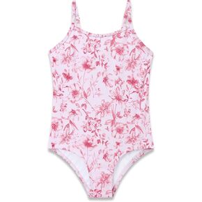 Girls One Piece Swimsuits Adjustable Double Strap for Kids Palm Tree Print Toddler Bathing Suit Size 2T-10